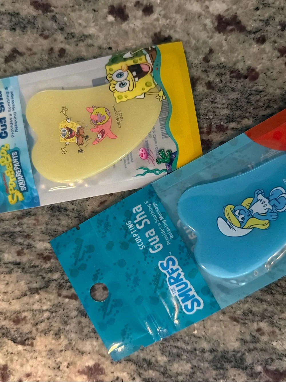 NEW Smurfs & SpongeBob Heart Gua Sha - Blue & Yellow